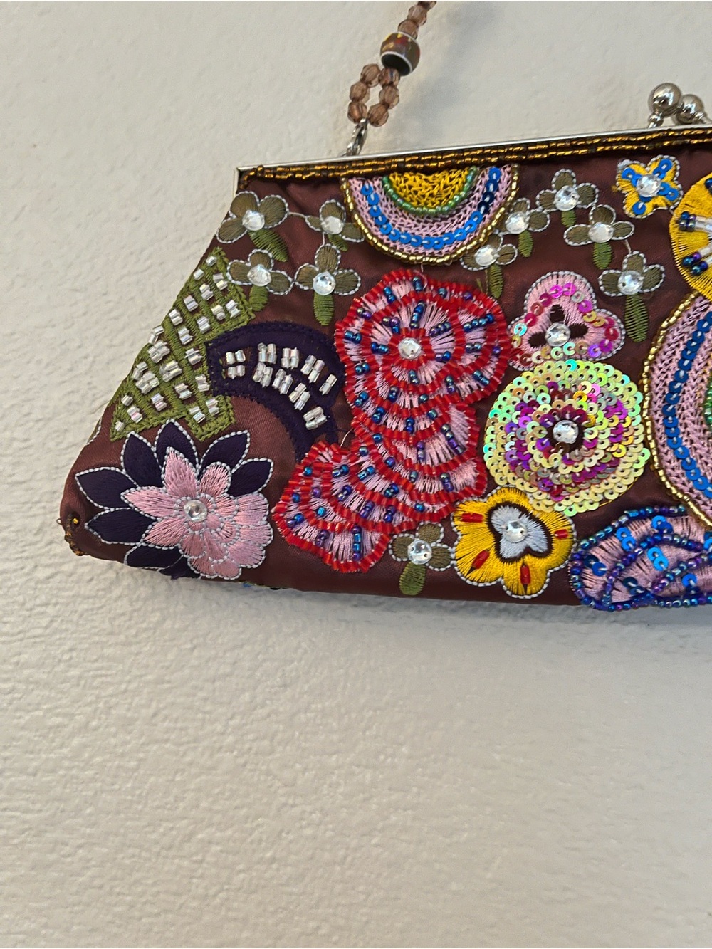 Vintage Beaded Intricate Floral Embroidery Beaded Handle - Picture 7 of 11